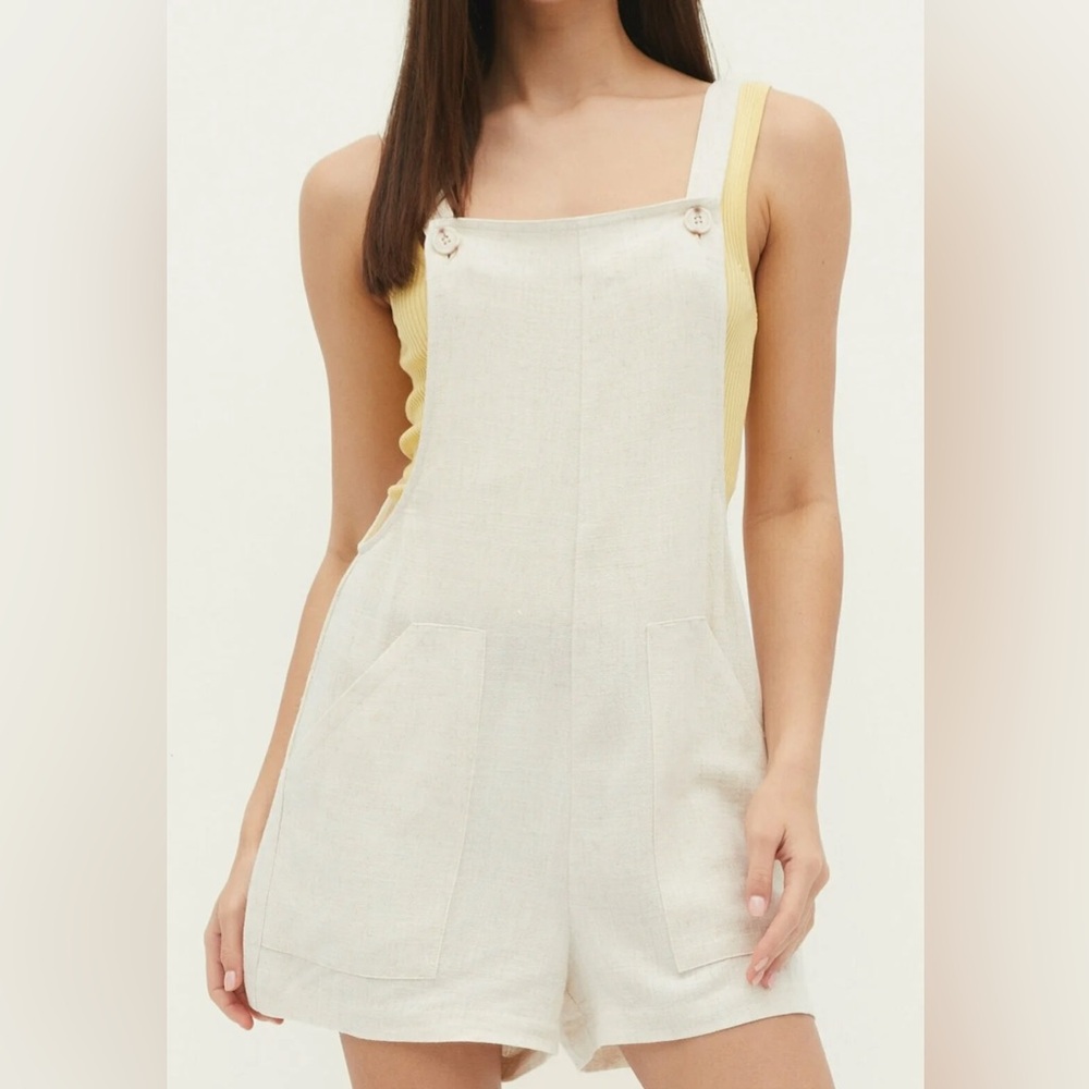 Stradivarius Linen Overall Shorts